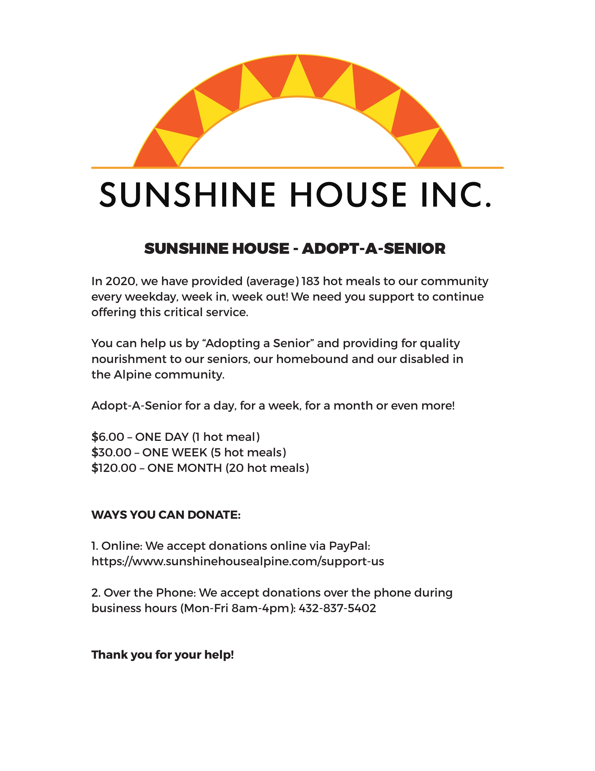 Sunshine House 2020